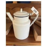 White Enamelware Water Pot
