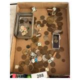 Assorted Foreign Coins & Some Tokens