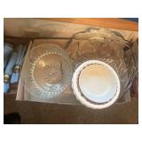 Blue Stoneware Pitcher + Assorted Bowls & Platter