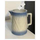 Cattail Design Glazed Stoneware Pitcher