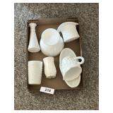 Assorted White Milk Glass