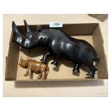 Heavy Wooden Rhinoceros + Other Small Rhino