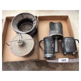 Brass Scoop, Cheese Crock, Planter & Other