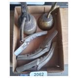(2) Oil Cans & (3) Vintage Oil Funnels - (1) Eagle