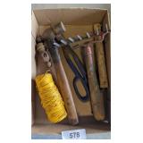 Hand Rake, String, Snips & Ball-Ping Hammer