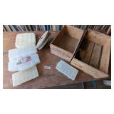 (2) Wooden Crates, Plastic Organizers & Other