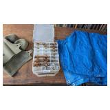 Rubber Boots, Tarp & Organizer w/ Content -