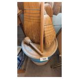 Assorted Corn Brooms & Container