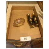 Iridescent Peach Piggy Bank & Wheatware Vases