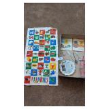 Vintage Linen Print Dish Towel, Stamp Books,