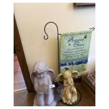 Angel Figurines & Small Flag w/ Stand