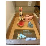 Chalkware Rabbit, Candle Holder & Toothpick