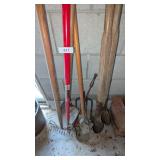 Shovel, Hoes, Rake, Post Hole Digger & Other