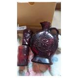 Wheatonware Ruby Red Decanter & (4) Matching