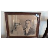 Antique Wedding Portrait in Oak Frame