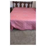 Hand Quilted Mauve Quilt w/ French Knot Embroidery