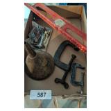 C-Clamps, Level & Metal Funnel
