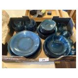 Vintage Blue Tone Glass Vereco France Dish Set -