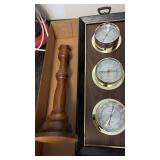 Weather Center & Wood Candle Holder