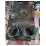 (5) Vintage Half Gallon Blue Canning Jars