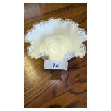 Fenton Glass Ruffled Edge Console Bowl w/