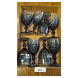 (8) Libbey Dusky Blue Stemmed Glasses
