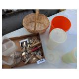 Tupperware, Silverware, Basket & Other