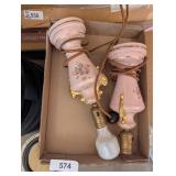 Vintage Pair of Pink Porcelain Boudoir Table Lamps