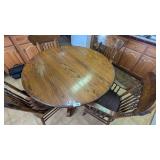 Wood Round Dining Table w/ (2) Captains Chairs,