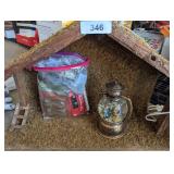 Lighted Manger No Figures, Lighted Snow Globe &