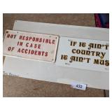 (2) Decorative License Plates & Metal Sign