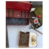 Small Metal Boxes w/ Nails, Door Knob, +