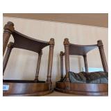 (2) Matching Round End Table w/ Glass Inserts
