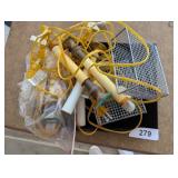 Electric Candlesticks, (2) Small Wire Baskets &