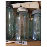 (3) Vintage Quart Blue Canning Jars -**