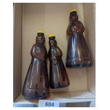 (3) Mrs. Butterworth Brown Glass Syrup Bottles
