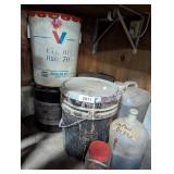 Assorted Buckets & Jugs of Oils, Lubricants &