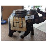 Hand Carved Wooden Elephant Figure