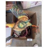 (2) Metal Rooster Decor &