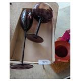 (2) Purple Goblet Style Vases