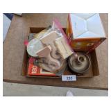 Candle Stick Holder, Tin w/ Coasters, +