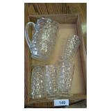 Glass Pitcher w/ (4) Tea Glasses