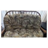 Oak? Spindle Back Bench w/ Cushions