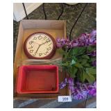 Artificial Floral w/ Vase, Clock &