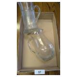 (2) Glass Pitchers - (1) etched