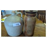 Salt Glaze Jug & Crock Jar w/ Non Matching Lid
