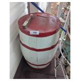 Wood Painted Barrel, Flag, Welcome Sign &