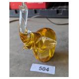 Vintage Amber & Clear Art Glass Elephant Figurine