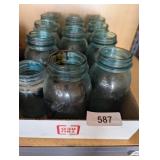 Assorted Blue Canning Jars