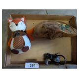Cast Iron Mouse Figurines, Fabric Fox Figurine &
